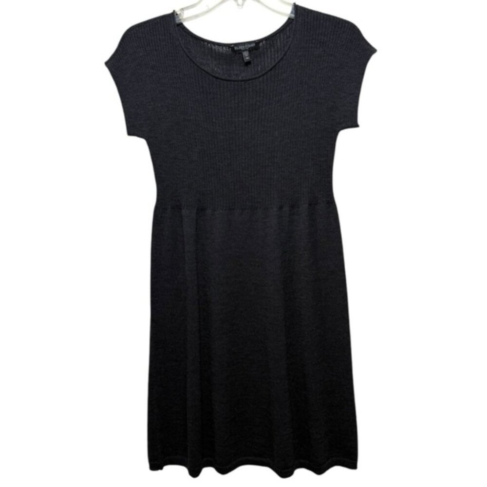 EILEEN FISHER Wool Ribbed Mini Dress Size PM Petite Medium Charcoal Grey - Picture 1 of 7